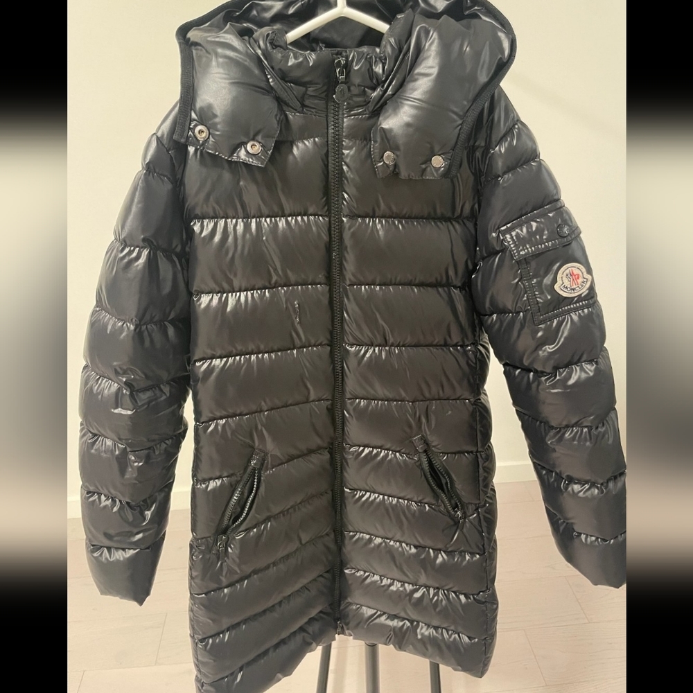 Moncler Moka long coat, Girls size 10, Black